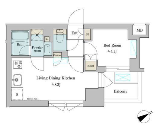 ブリリアイスト門前仲町　309号室　間取り