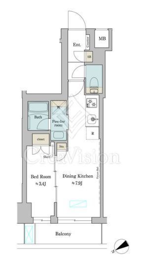 ブリリアイスト門前仲町　302号室　間取り
