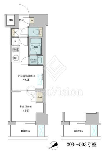 ブリリアイスト門前仲町　303号室　間取り
