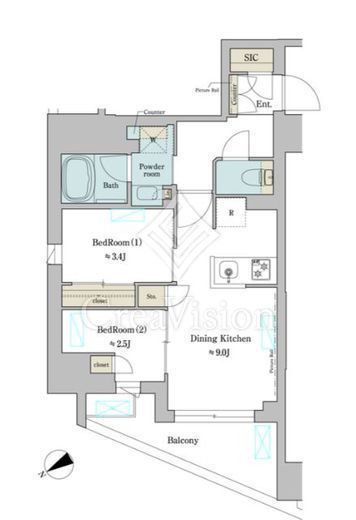 ブリリアイスト門前仲町　307号室　間取り