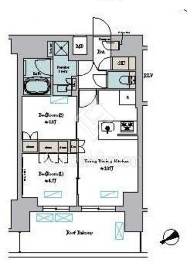 ブリリアイスト門前仲町　602号室　間取り
