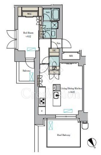 ブリリアイスト門前仲町　802号室　間取り