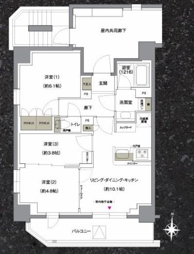 ジェイグランコート上野入谷　1101号室　間取り