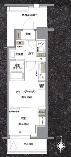 ジェイグランコート上野入谷　202号室　間取り