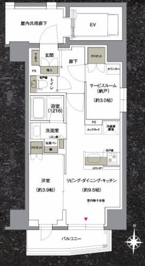 ジェイグランコート上野入谷　403号室　間取り