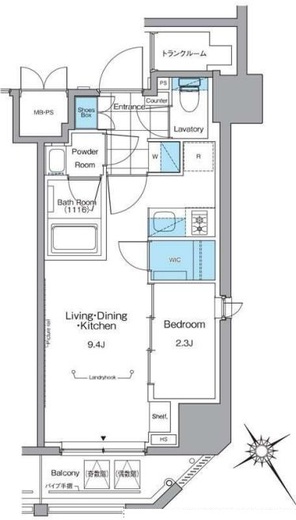 ルフォンプログレ横浜関内　1204号室　間取り
