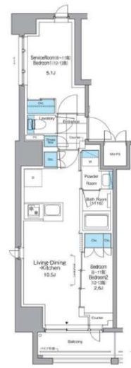 ルフォンプログレ横浜関内　1001号室　間取り