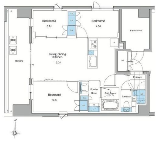 ルフォンプログレ赤羽マークス　1101号室　間取り