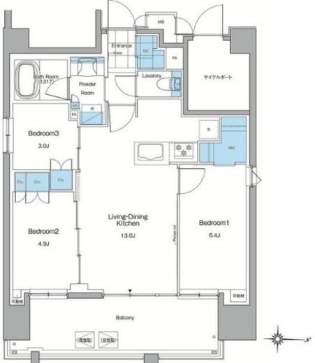 ルフォンプログレ赤羽マークス　1102号室　間取り