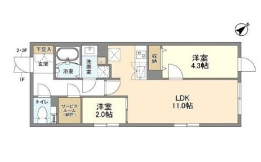 ウェルスクエア洗足　102号室　間取り