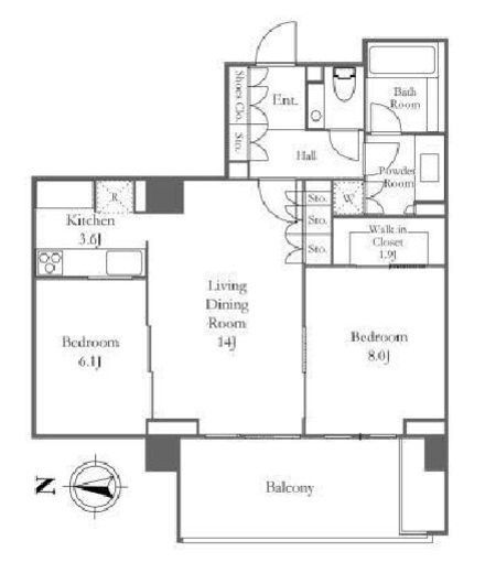 広尾ガーデンフォレスト　F203号室　間取り