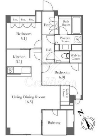 プレミスト赤坂檜町公園　5F1号室　間取り