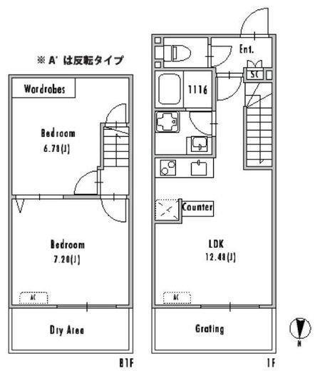 GRAN PASEO大崎戸越銀座Ⅰ (グランパセオ大崎戸越銀座Ⅰ)　102号室　間取り