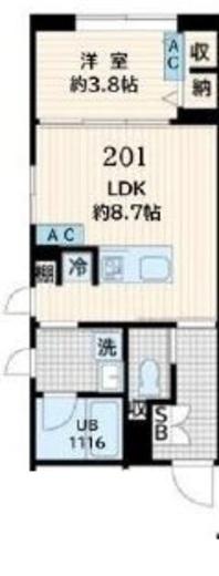 Fullea恵比寿 (フレア恵比寿)　201号室　間取り