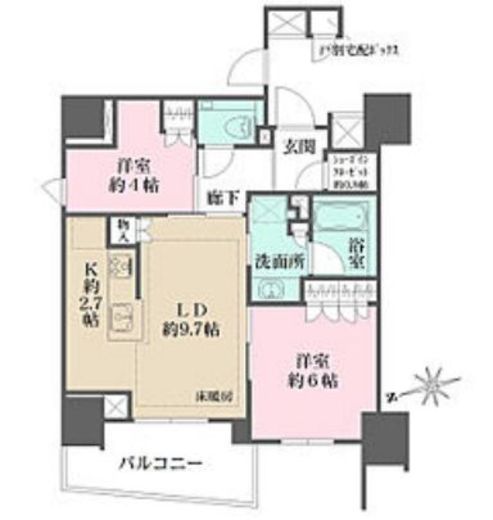 ザ・パークハウス品川荏原中延　805号室　間取り