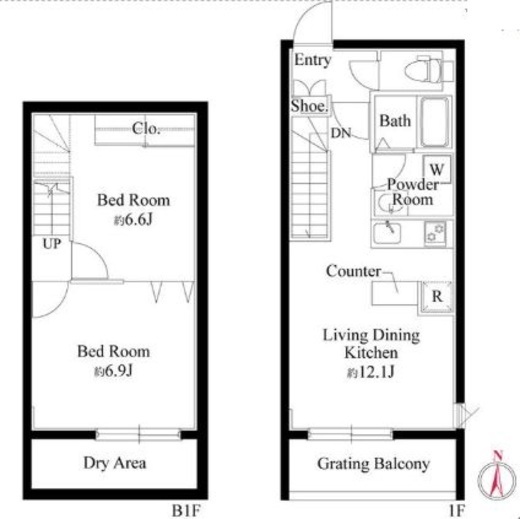 グランパセオ中目黒Ⅱ　101号室　間取り