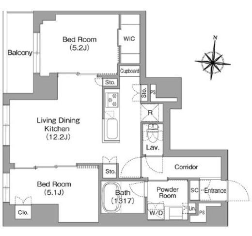 プラネソシエプラス旗の台　302号室　間取り
