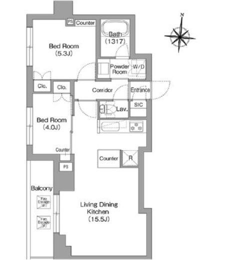 プラネソシエプラス旗の台　303号室　間取り
