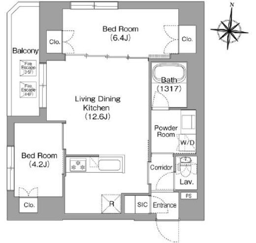 プラネソシエプラス旗の台　304号室　間取り