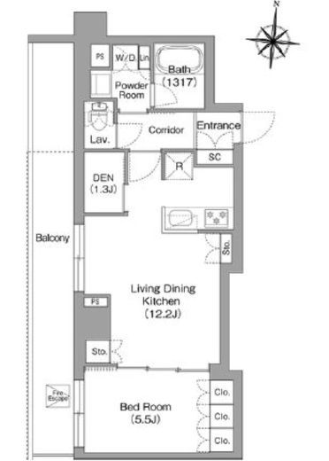 プラネソシエプラス旗の台　503号室　間取り
