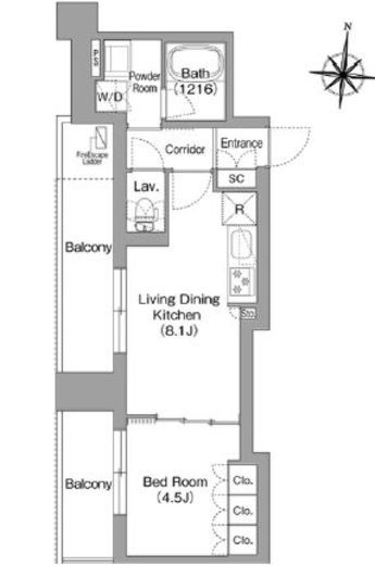 プラネソシエプラス旗の台　603号室　間取り
