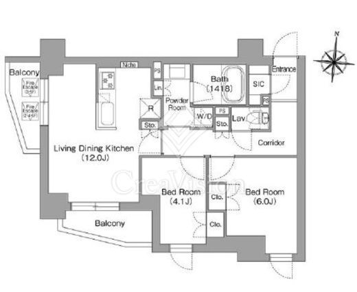 プラネソシエプラス旗の台　201号室　間取り