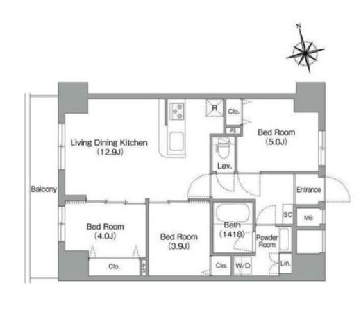コンフォリア・リヴ南砂町EAST　1109号室　間取り