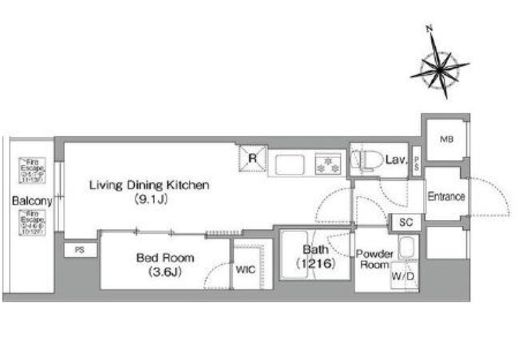 コンフォリア・リヴ南砂町EAST　901号室　間取り