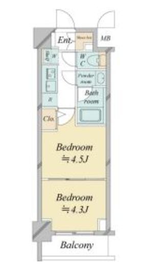 ドゥーエ新横浜　1113号室　間取り