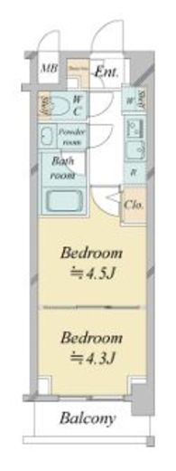 ドゥーエ新横浜　623号室　間取り