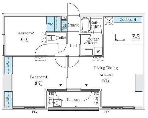 コージーコート谷中　601号室　間取り