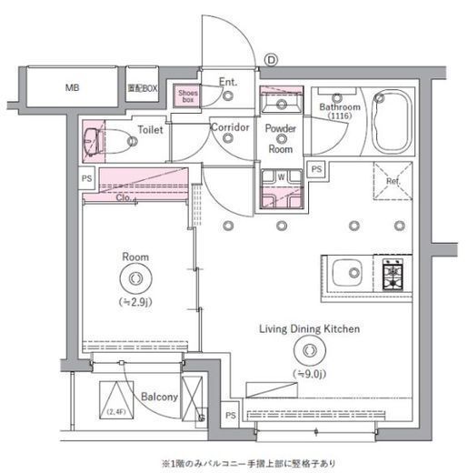 リテラス川崎ウエスト　415号室　間取り