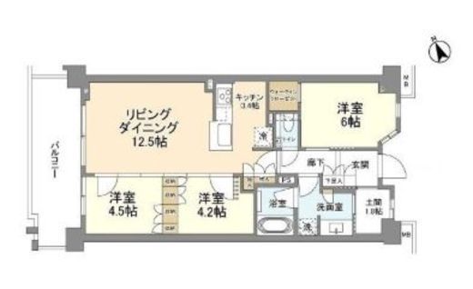 プラウド川崎矢向　403号室　間取り