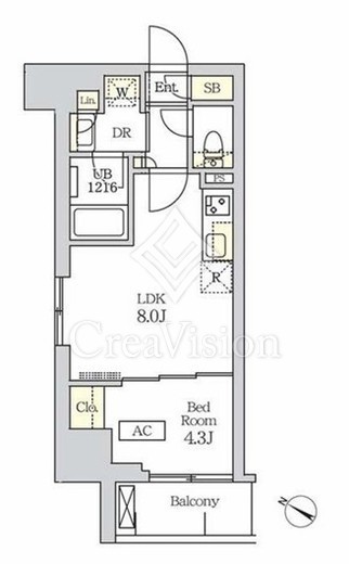 コスモグラシア新宿西早稲田　1201号室　間取り