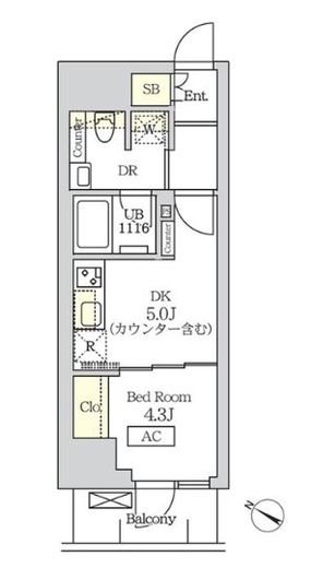 コスモグラシア新宿西早稲田　502号室　間取り