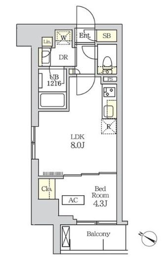 コスモグラシア新宿西早稲田　801号室　間取り
