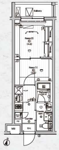 PREMIUM CUBE 東高円寺DEUX (プレミアムキューブ東高円寺デュー)　204号室　間取り