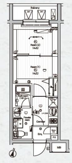 PREMIUM CUBE 東高円寺DEUX (プレミアムキューブ東高円寺デュー)　211号室　間取り