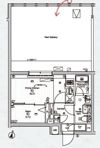 PREMIUM CUBE 東高円寺DEUX (プレミアムキューブ東高円寺デュー)　405号室　間取り