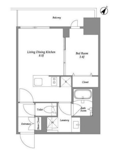 オープンブルーム伊勢佐木町　304号室　間取り