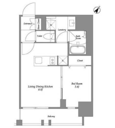 オープンブルーム伊勢佐木町　701号室　間取り
