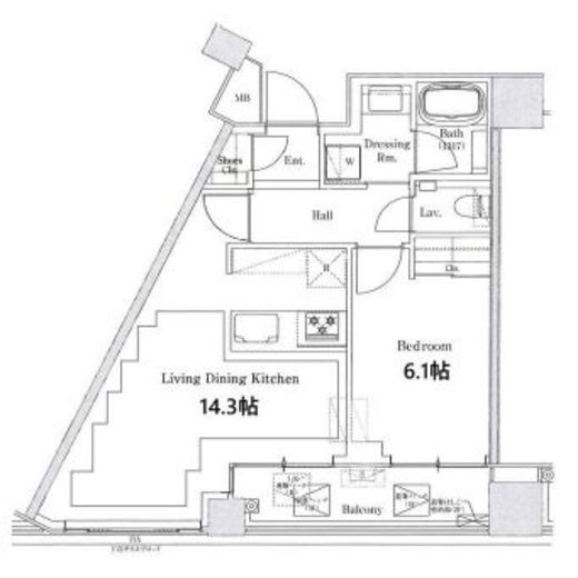 富ヶ谷ウエストガーデン　4B号室　間取り