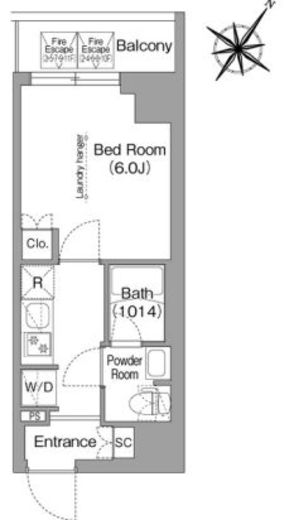 コンフォリア・リヴ横浜阪東橋　108号室　間取り