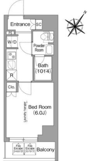 コンフォリア・リヴ横浜阪東橋　714号室　間取り
