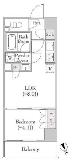 ルミーク関内Ⅱ　304号室　間取り