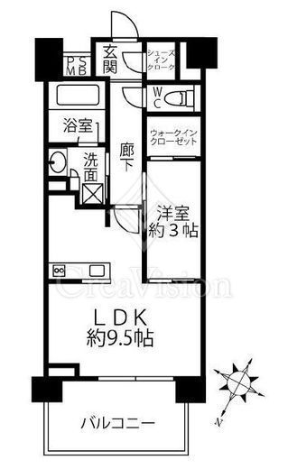 クリオラベルヴィ横濱サウス　1104号室　間取り