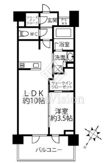 クリオラベルヴィ横濱サウス　1003号室　間取り