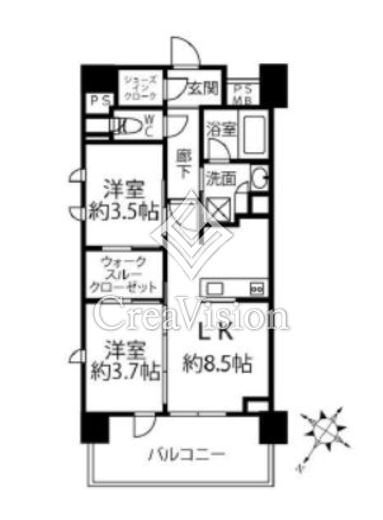 クリオラベルヴィ横濱サウス　701号室　間取り