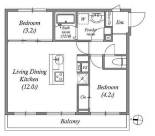 ES-Grande門前仲町デュオ　505号室　間取り