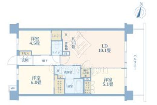 バウス氷川台　314号室　間取り